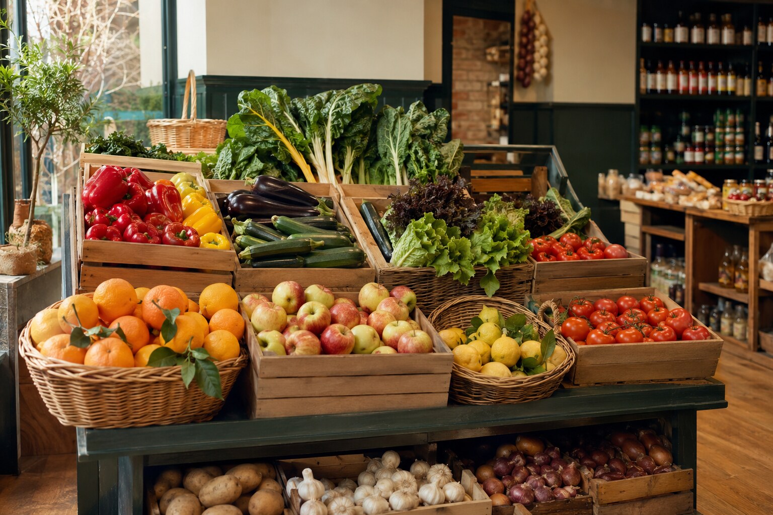 Colourful fresh fruit and vegetables
